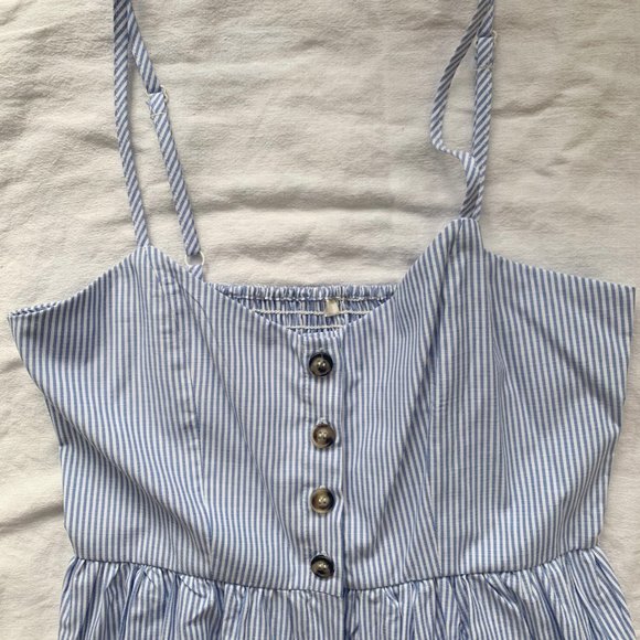 Blue and White Striped Summer Dress - Picture 4 of 6